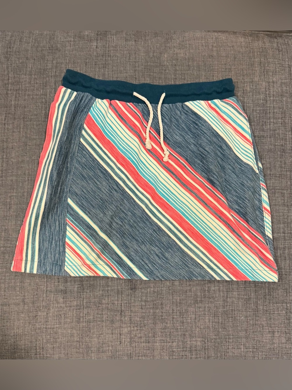 Woolrich Striped Mini Skirt in Teal and Coral